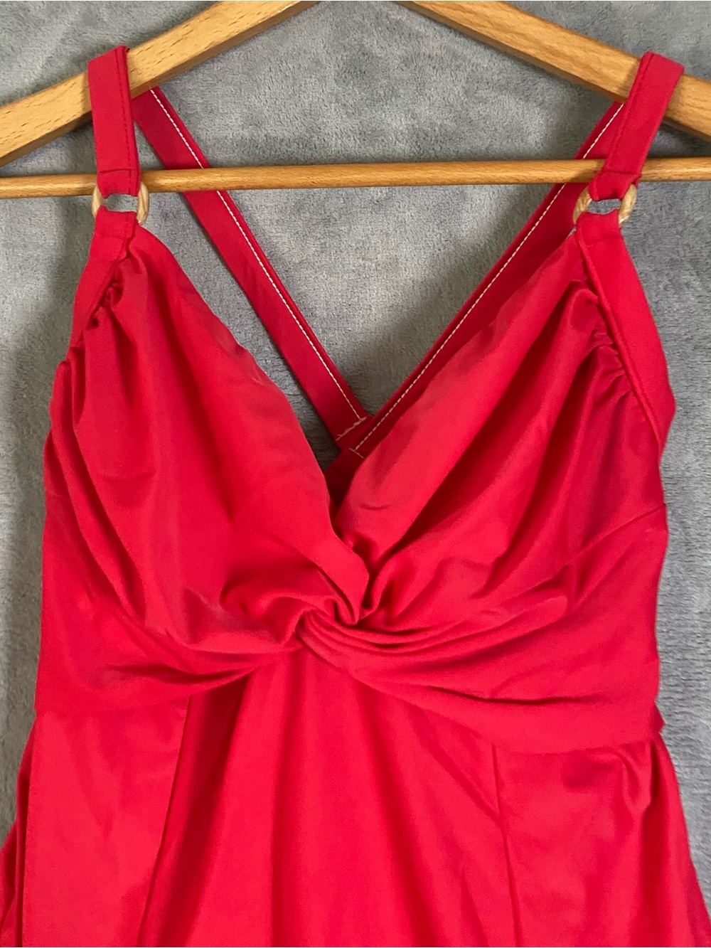 Carol Wior Red One Piece Swimsuit 14 Tummy Control Underwire Ruched Swimwear - Picture 3 of 8